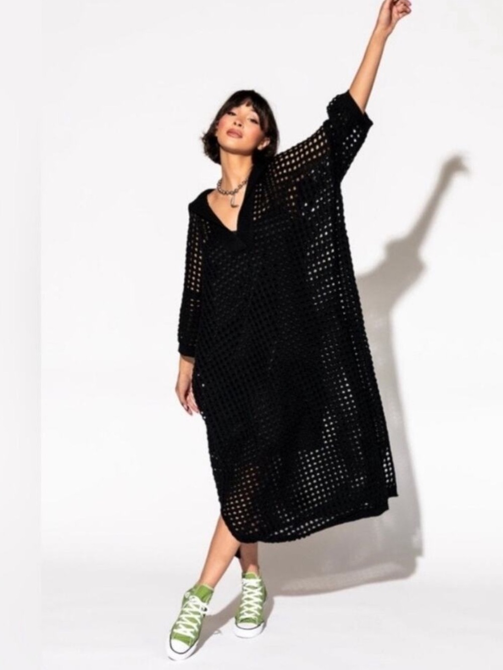 DRESSED IN LaLa Be Bold Oversized Black Knit Dress